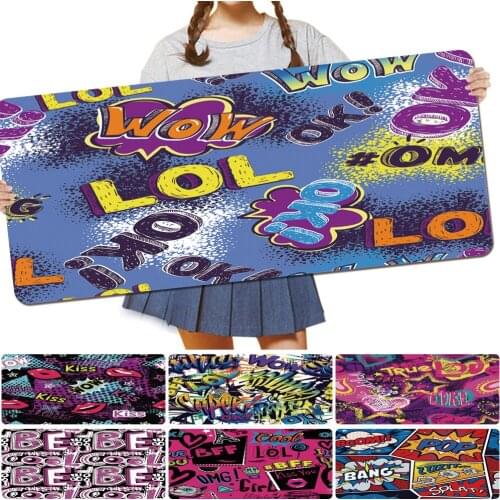 Gaming Mouse Pad Cheap Antibacterial Anti-slip PU Leather Graffiti Art Pattern Print Series Computer Accessories Mouse Mat Large