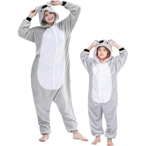 Girls Boys Winter Long Sleeve Onesie Pajamas Cute Koala Cartoon Tiger Animal Onesies Kids Flannel Jumpsuit Children Pajamas