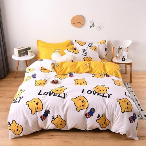 Disney Winnie The Pooh Donald Duck Down Duvet Cover Pillowcase Bedding Set Double Queen Size Cartoon Girl Boy Bedroom Decor
