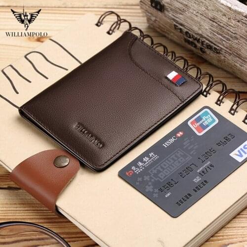 Cow Genuine Leather Card Holder Wallet Thin Mini Fashion Men Women ID Card Wallets With Coin Purse Portomonee Male Walet Pocket