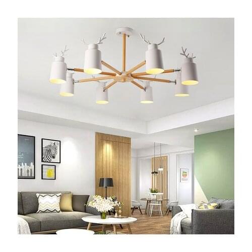 Living Room LED Chandelier Lighting Modern Creative Led Iron Deer Horn Hanging Lamp Bedroom Indoor Home Decor Lustre Luminaria