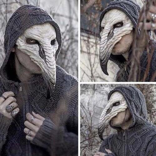 Halloween Plague Doctor Masks Laser Eyes Steampunk Cosplay Props Hawk Bird Beak Latex Masks For Face Fashion Party Costume Props