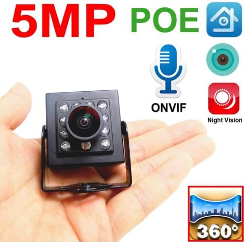 5MP Mini Panoramic POE Camera Ip Night Vision Infrared Audio Cam 1.7mm Lens Cctv Security Surveillance Onvif HD Home Camera Poe