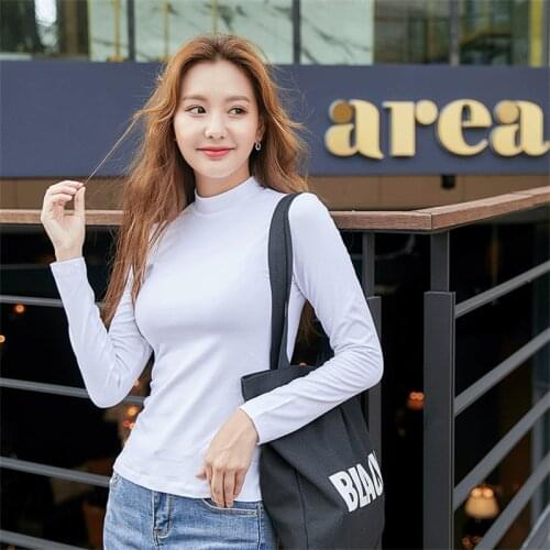 MRMT 2021 Brand New Winter Womens T Shirt Long Sleeve Leisure High-necked T-shirt for Female Cotton High Collar Top Tshirt