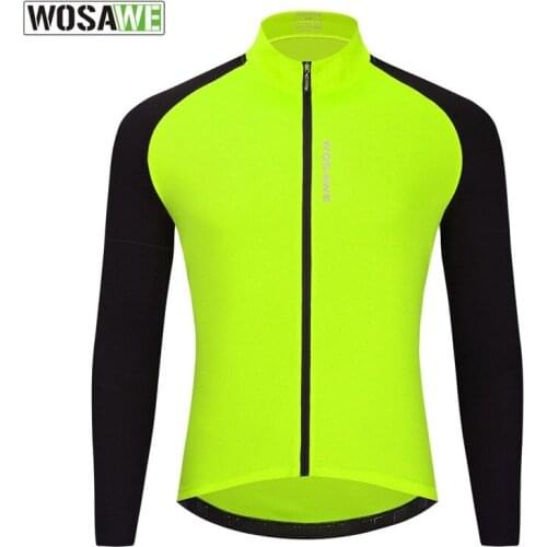 WOSAWE 2020 Mens Cycling Jersey Long Sleeve Breathable Quick Dry Road Mountain Bike Clothing Reflective Cycle Bicycle Shirt