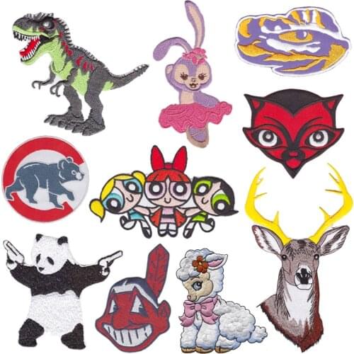 Animal Sew On Applique Patch Cheap Embroidery Iron On Cartoon Patches For Kids Clothes Jacket Hat Badges