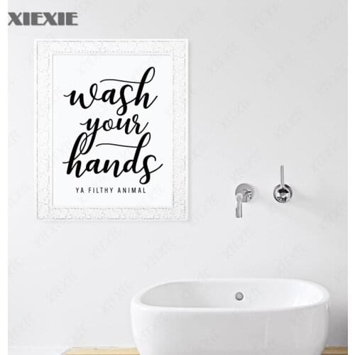 Wash Your Hands You Filthy Animal Wall Art Canvas Poster Print Funny Bathroom Quotes Art Painting Black Typography Home Decor