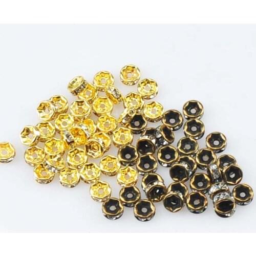 2017 New 6mm Gold Bronze Plated Crystal AAA Rhinestone Rondelle Spacer Beads For Jewelry Handmade 100Pcs Wholesale YKL0528-6X
