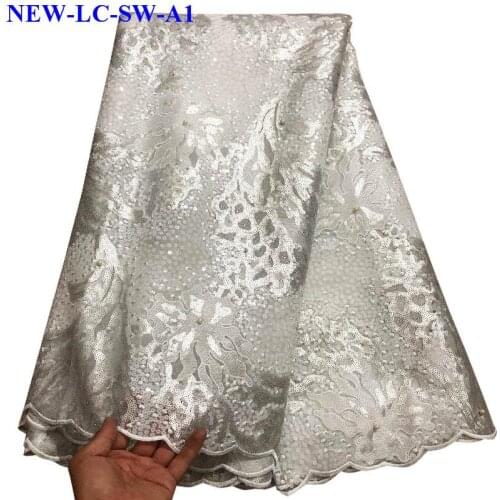 New arrival High quality embroidery African french tulle lace fabrics nigerian Organza Lace Fabric For a wedding dress NZA04