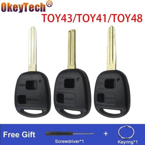 OkeyTech 2 Buttons Car Key Shell For Toyota Yaris Prado Tarago Camry Corolla Remote Control Key Case TOY41/TOY43/TOY48 Blade
