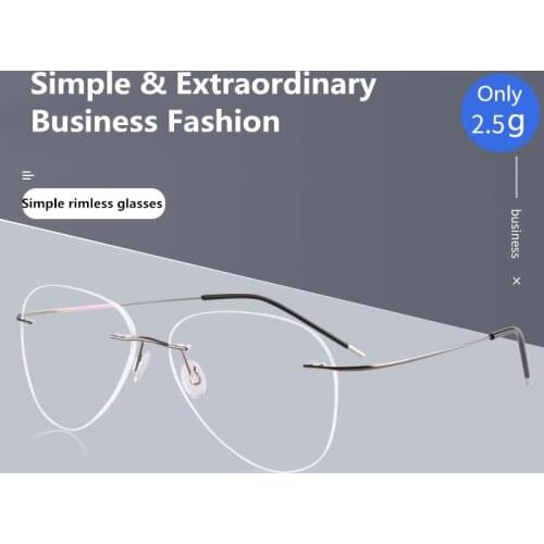 Pilot Designer Brand Style Flexible Memory Metal Rimless Eyeglasses Frame for Oculos De Grau Aviation Glasses Optical Frame