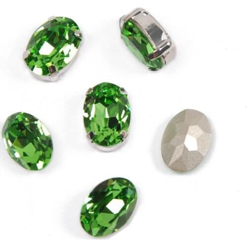 Rivoli Peridot Oval Rhinestones for Clothes Garments Jewelry Decoration Glitter Piontback K9 Glass Strass Crystal Applique