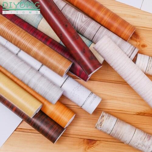 Wood Grain Wallpaper Self Adhesive PVC Waterproof Wall Stickers Contact Paper Kitchen Wardrobe Cabinet Furniture Wardrobe Decor