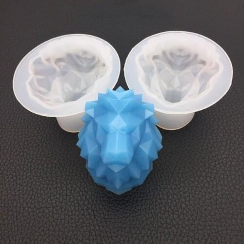 DIY Crystal Epoxy Geometric Mirror Lion Mould Aromatherapy Gypsum Diffuse Stone Decoration Table Decoration Baking