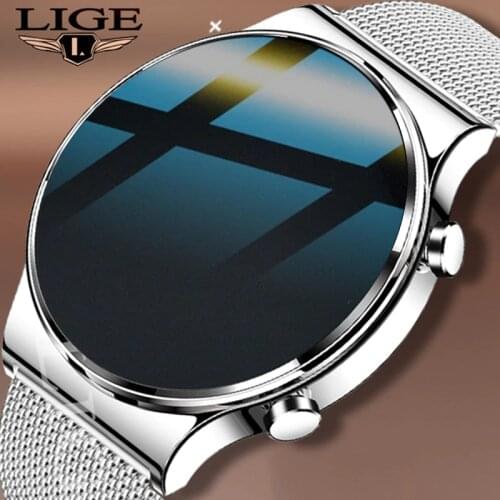 LIGE New Business Man Smart Watch Full Touch Screen Sport Fitness Watch IP67 Waterproof Dial Call Smartwatch Men For Android iOS
