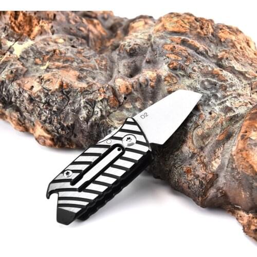 Dropship D2 Steel Folding Knife Outdoor Survival Pocket Knife Titanium Alloy Handle Multi EDC Knife Hand Tool With Iron Box