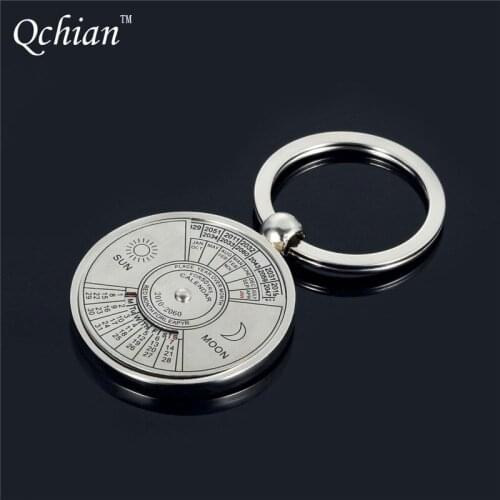 Perpetual Calendar Keychain Unique Metal Keys Chain Ring Fobs Trinket Ornament Accessories 50 Year novelty fine jewelry Keyring