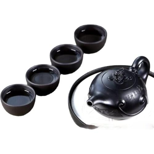 Yixing Purple Clay Teapot Pure Handmade Crude Ore Old Purple Clay Household Large Capacity Teapot Tea Set