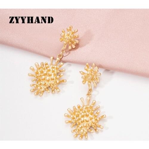 Golden Color Irregular Women Drop Earring Coralloid Fashion Hip Hop Girl Rock Ear Jewelry