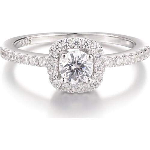 DY 925 Sterling Silver Ring Clear Cubic Zirconia Luxury Dignified Solid Stylish Ring For Female Wedding Engagement Fine Jewelry