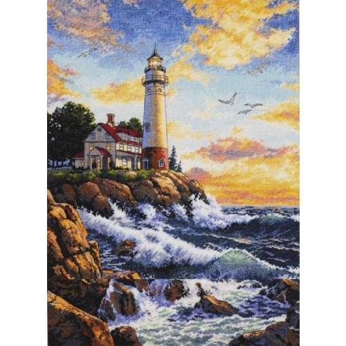 2020 Gold Collection DIY Artwork Rocky Coast Embroidery Kit Target with 100% Cotton Flosse & Free Shipping for Home Wall Decor