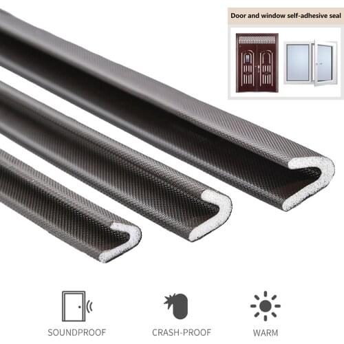 6M PU Foam Soundproof Door Window Sealing Strip Self-adhesive V Type Draught Excluder Door Gap Anti Collision Weather Stripping