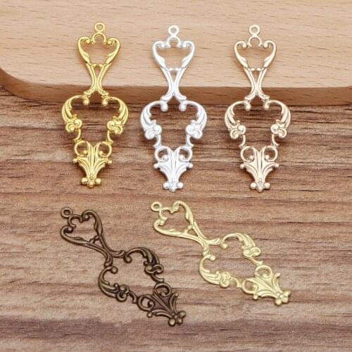 100pcs 17x42mm Metal Brass Filigree Hollow Flowers Slice DIY Handmade Accessories For Jewelry Making