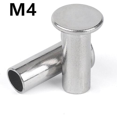 100PCS M4x4/5/6/8/10/12/14/16/20mm GB875 304 Stainless Steel Thin Head Semi-Tubular Rivets