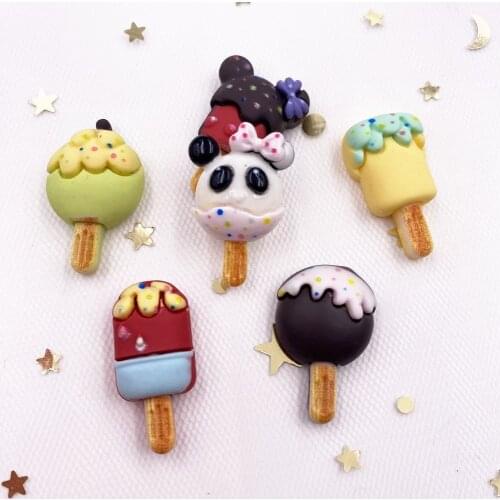12PCS Kawaii hand painting Mini ice-lolly Flatback Cabochon Stone Figurines Applique Ornament Home Craft DIY Scrapbook OG65