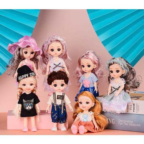 17cm Fashion Doll BJD Dolls Body Make-up 3D Eyes Long Wig Hair Beautiful Princess Baby Girl Dolls DIY Toy for Girls