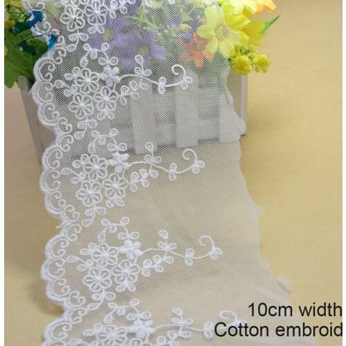 3yards 10cm Width White Embroid Sewing Ribbon Guipure Lace Trim Fabric Warp Knitting DIY Garment Wedding Accessories #1794