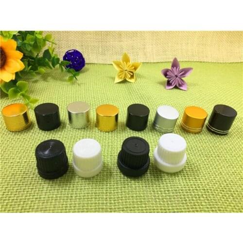 5pcs/lot 18/410 Essential Oil Bottles cap Black/gold/silver/white cover plastic lid Metal thread lid glass bottle 5-100ml