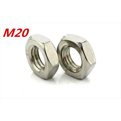 5pcs/Lot Free Shipping Metric Thread M20 304 Stainless Steel Thin Hexagon Nuts Screw Nuts Hex Head Nuts
