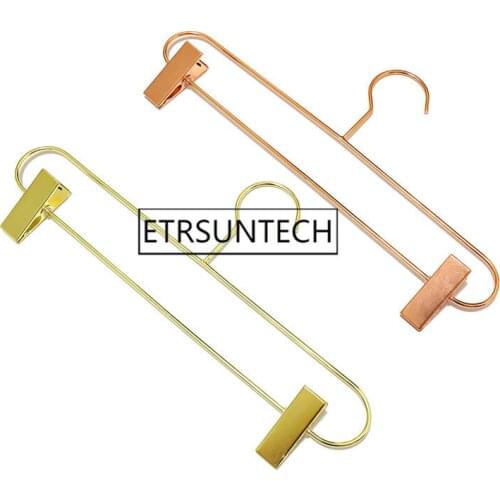 50pcs Nordic Style Rose Gold Metal Iron Trousers Hanger Rack Pants Skirt Clothes Clip Stand Hanger
