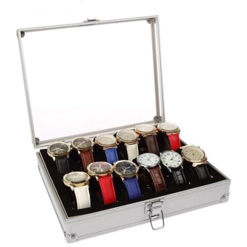 6/12 Grids Metal Watch Box Watch Display Case Storage Holder Organizer Jewelry Display Packed In Bubble Column with Paper Box