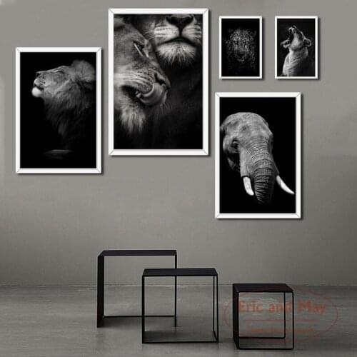 Black And White Wild Animal Posters And Prints Canvas Painting Wall Pictures For Living Room Nordic Decoration Home Decor Quadro