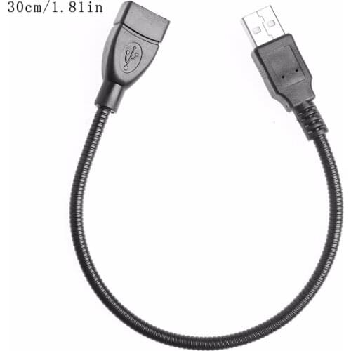 Flexible Mesh Metal USB 2.0 Male To Female Data Transmission Power Cord Stand Holder Gooseneck Extension Cable 30CM/1FT