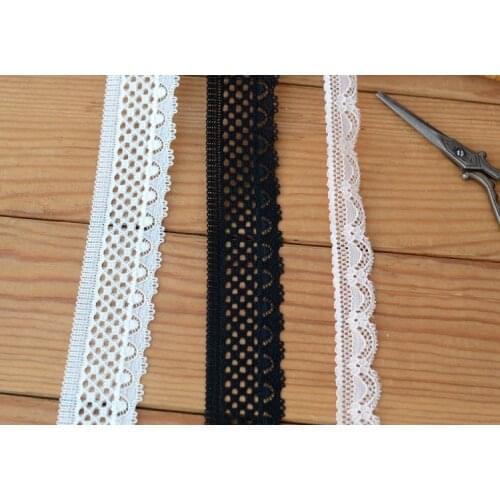 Hot Sale5 Meters Embroidered Elastic Lace Ribbon Lace Tape Black Ivoryy Pink Stretchy Lace Trim for Hair Accessories