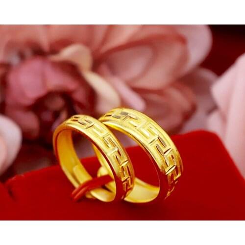 24K Gold Rings for Women Men Grain Gold Promise Rings for Couples Gold Wedding Engagement Rings Fashion Luxury Jewelry Wholesale