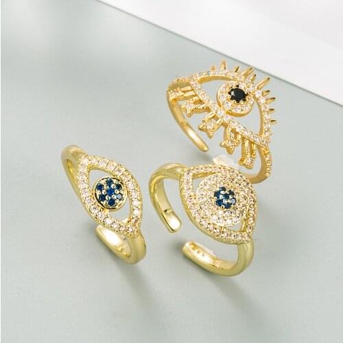Vintage Evil Eye Rings For Women Boho Zircon Knuckle Ring Finger Female Party Adjustable Jewelry Gift Bijoux Femme