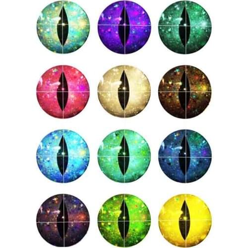 10mm 14mm 16mm 12mm 20mm 25mm 158 12pcs/lot Eyes Mix Round Glass Cabochons Jewelry Findings 18mm Snap Button Charm Bracelet