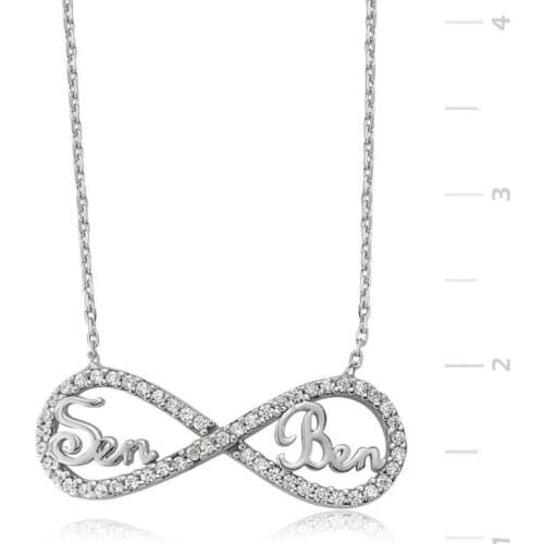 KUTAYDAN 925 Sterling Silver You Written I Infinity Ladies Necklace