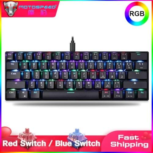 Portable Mini Motospeed CK61 Mechanical Keyboard 61 Key USB Wired RGB Backlight LED Gaming Keyboard For PC Laptop Computer Gamer