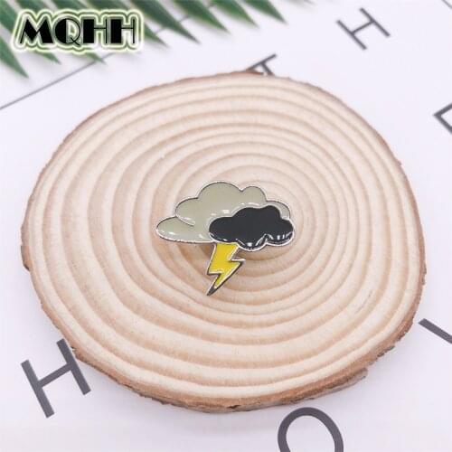 Cartoon Weather Lightning Raining Clouds Enamel Brooch Fun Alloy Badge Denim Clothes Bags Pins Cute Sweet Jewelry Gifts For Kid