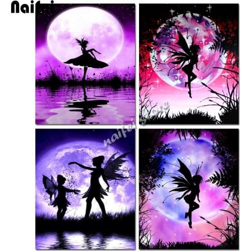 Full Square Drill Diamond Painting Kit Moon Butterfly Fairy Picture Of Rhinestones Home Decor Diamond Embroidery Sale Cartoon