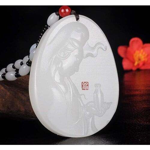Natural Hetian jade Avalokitesvara mens Jade Buddha Avalokitesvara safety brand jade pendant