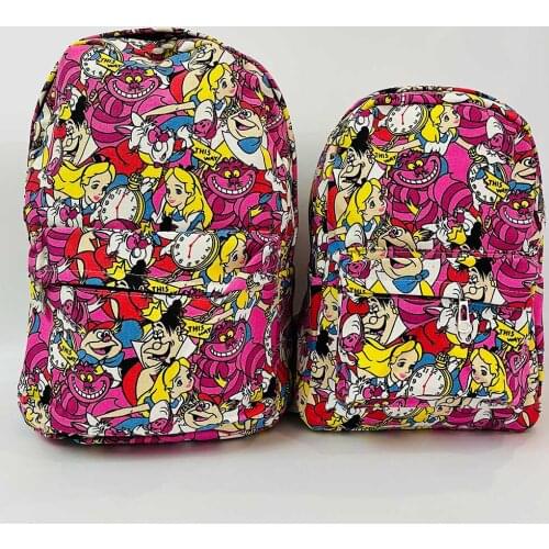 Disney Alice in Wonderland Anime Figures Cartoon Product Cosplay Accessories Casual Backpack Rucksacks Gifts Unisex