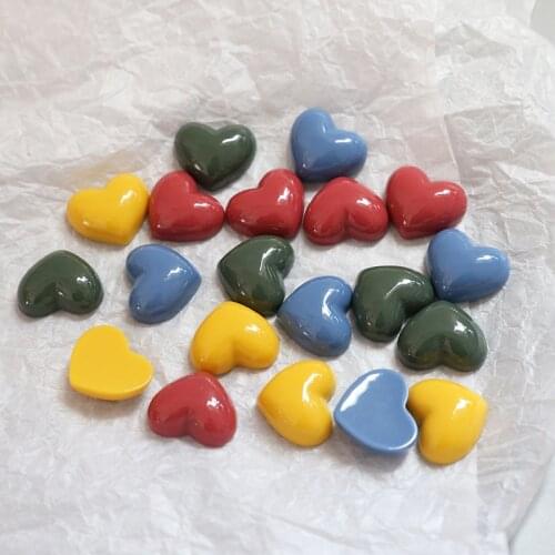 Resin Imitation Ceramics Heart Patch Enamel Candy Colors 10pcs/lot 18mm For Women Bulk Items Wholesale Lots Nickel Free