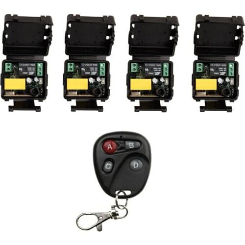 RF mini Wireless Remote Control AC 220 V 7A 1 channel 4 Receiver & 1 transmitter 315/433mhz