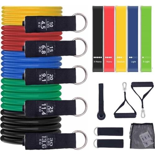 Resistance Bands Set Exercise Bands with Door Anchor Handles Legs Ankle Strap Fitness Equipment for Home Gym Resistance Training
